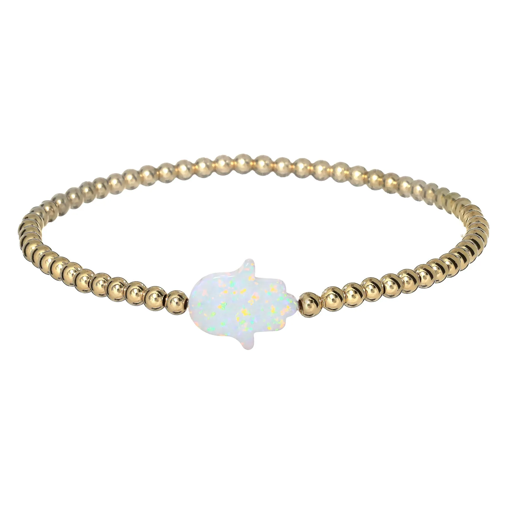 HAND | Opal Charm and 14K Gold Filled Beads Bracelet - Large