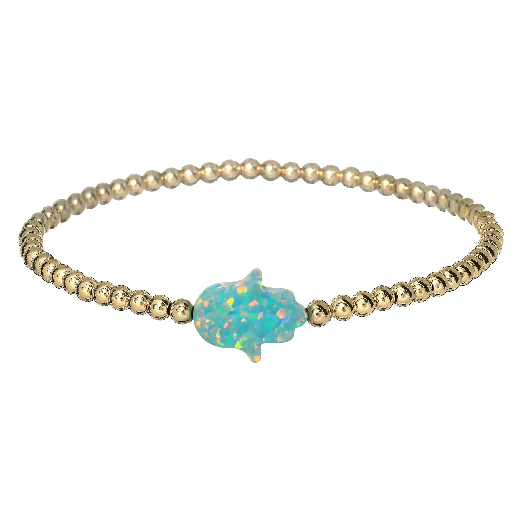 HAND | Opal Charm and 14K Gold Filled Beads Bracelet - Large