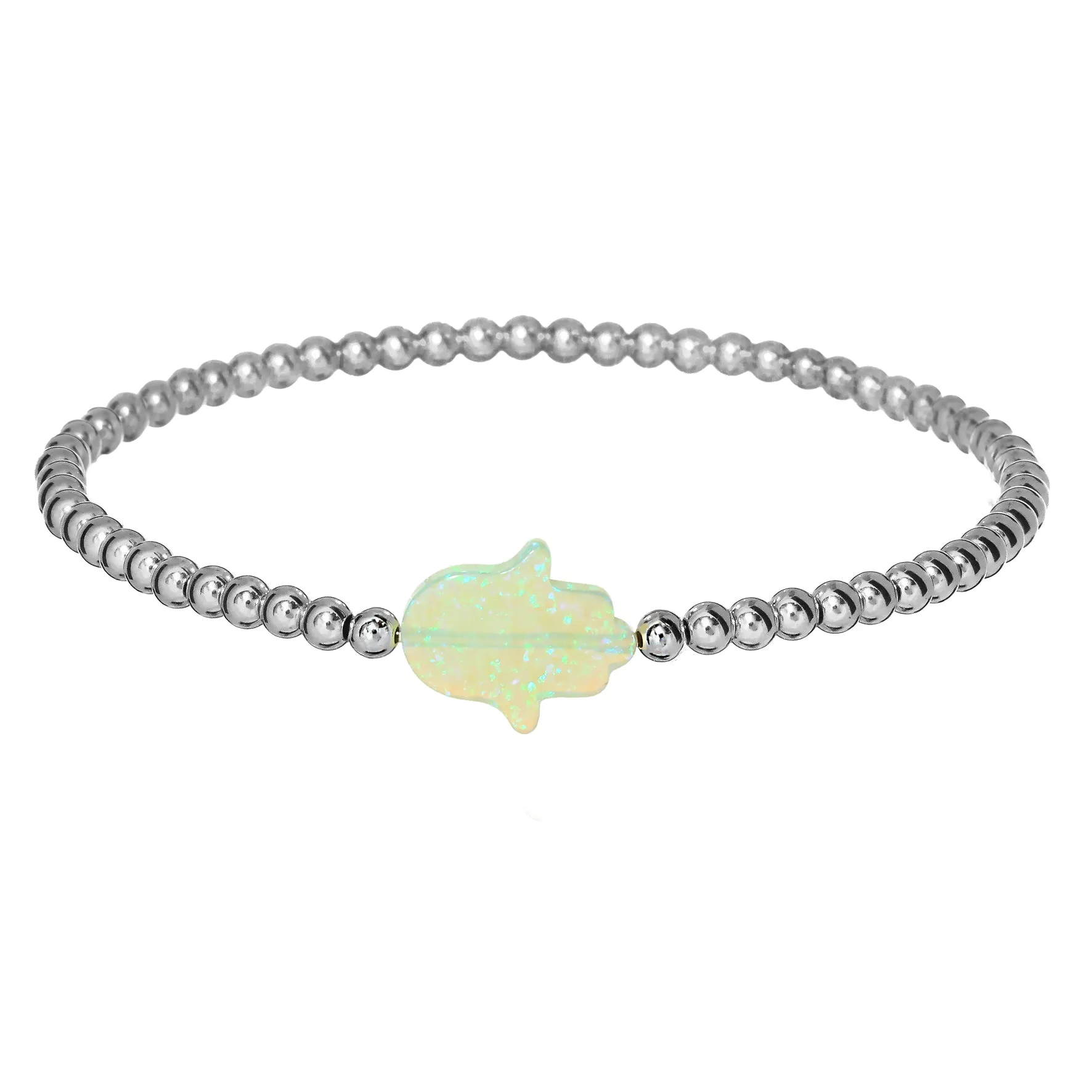 HAND | Opal Charm and 14K Gold Filled Beads Bracelet - Large