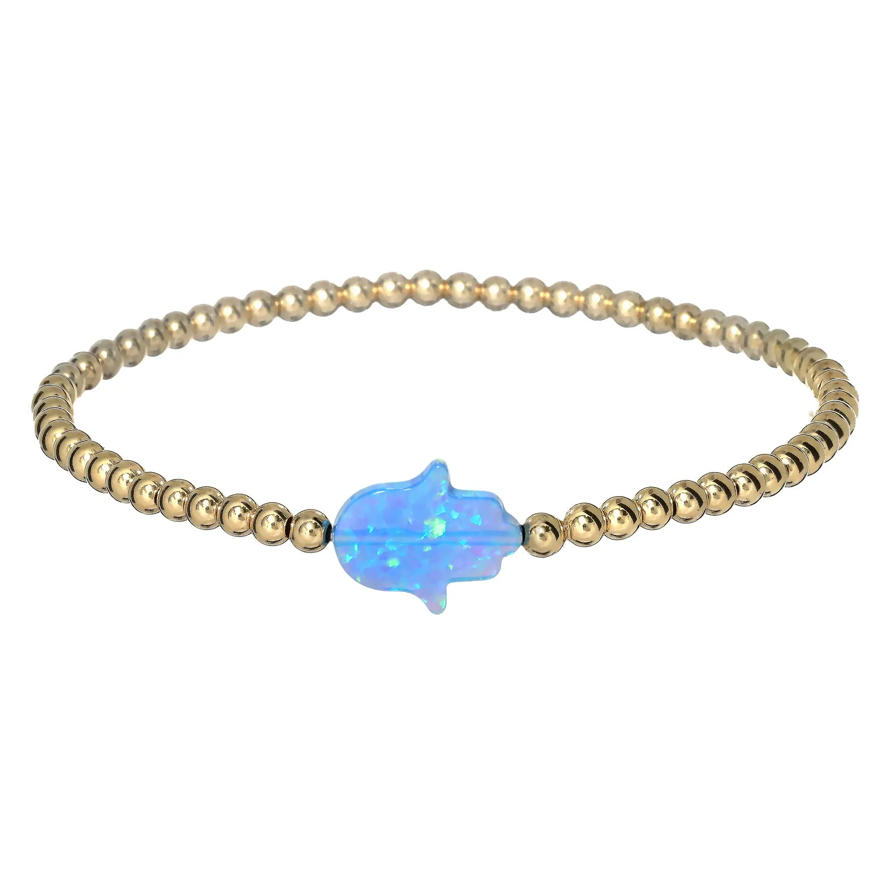 HAND | Opal Charm and 14K Gold Filled Beads Bracelet - Large