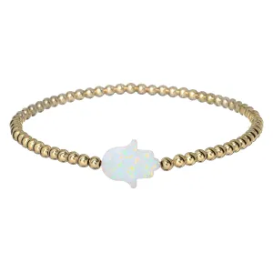 HAND | Opal Charm and 14K Gold Filled Beads Bracelet - Large
