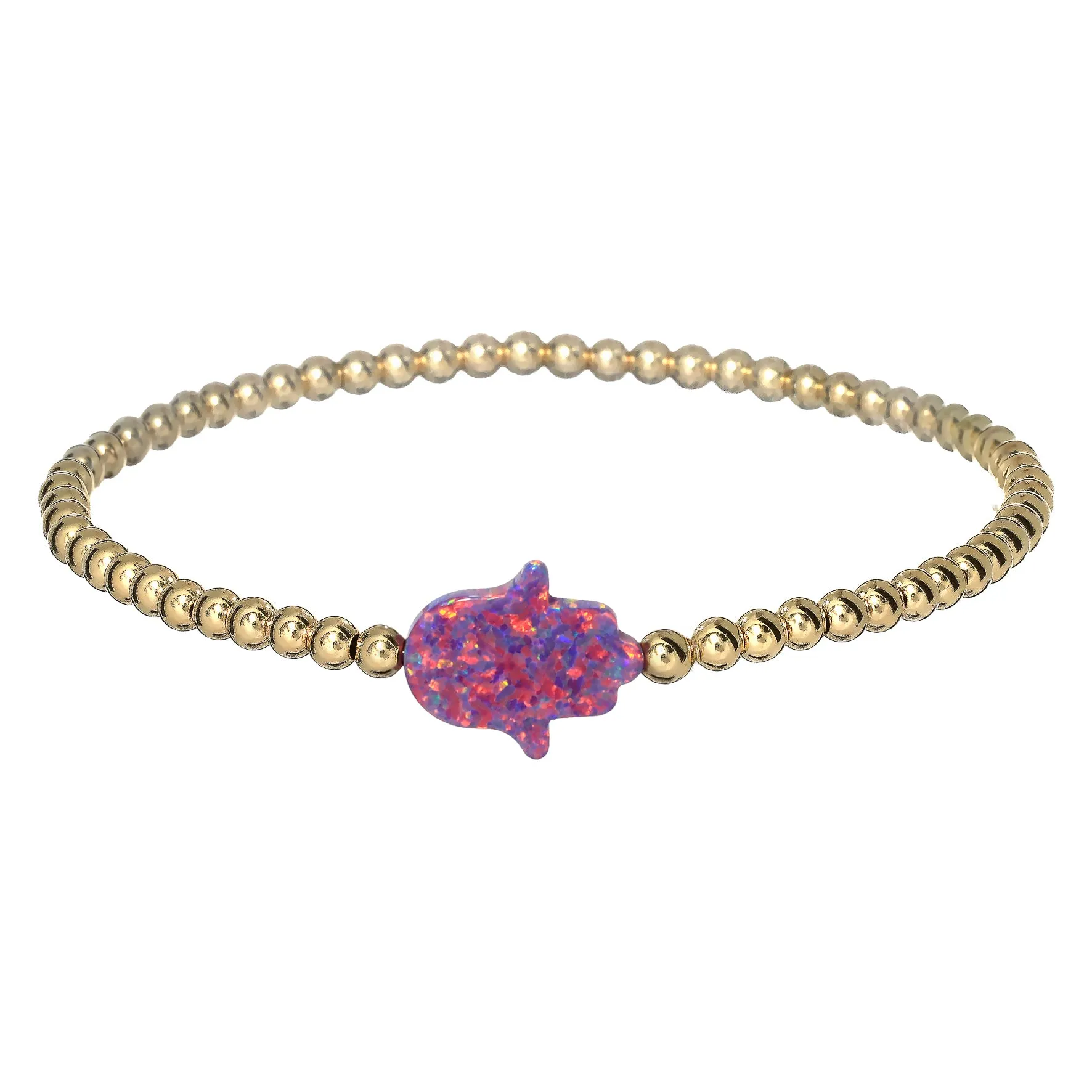 HAND | Opal Charm and 14K Gold Filled Beads Bracelet - Large