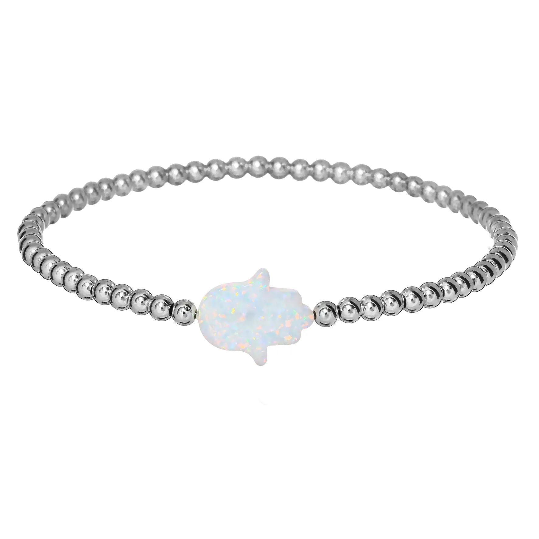 HAND | Opal Charm and 14K Gold Filled Beads Bracelet - Large
