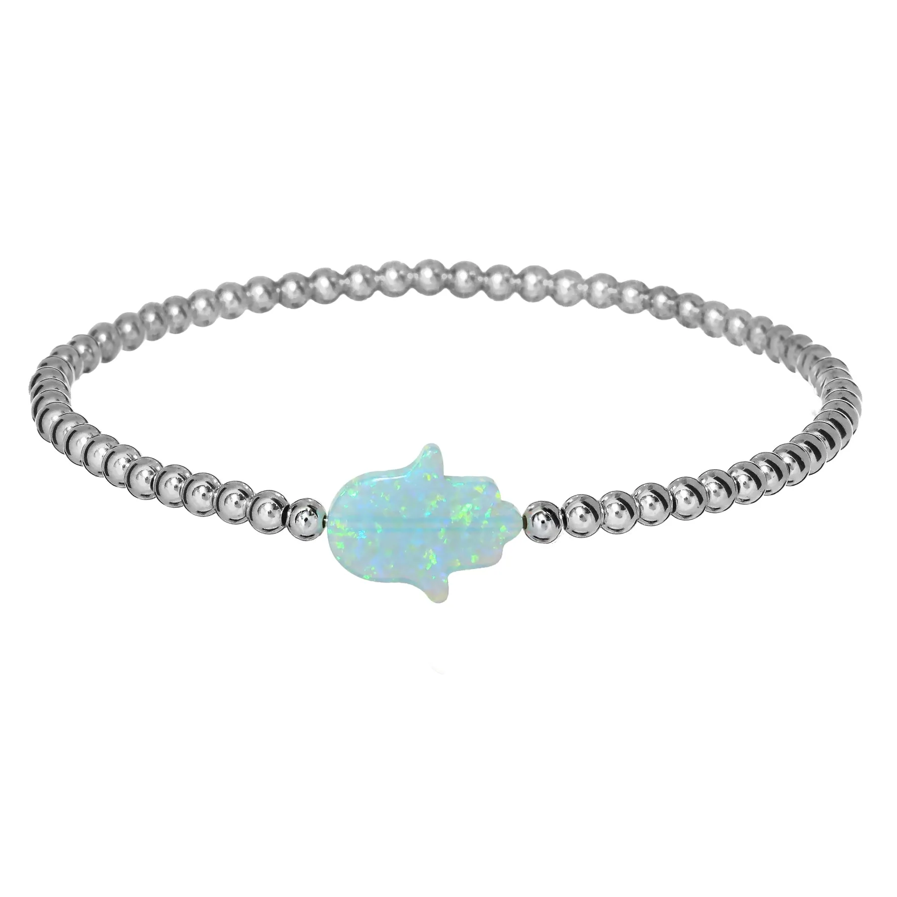 HAND | Opal Charm and 14K Gold Filled Beads Bracelet - Large