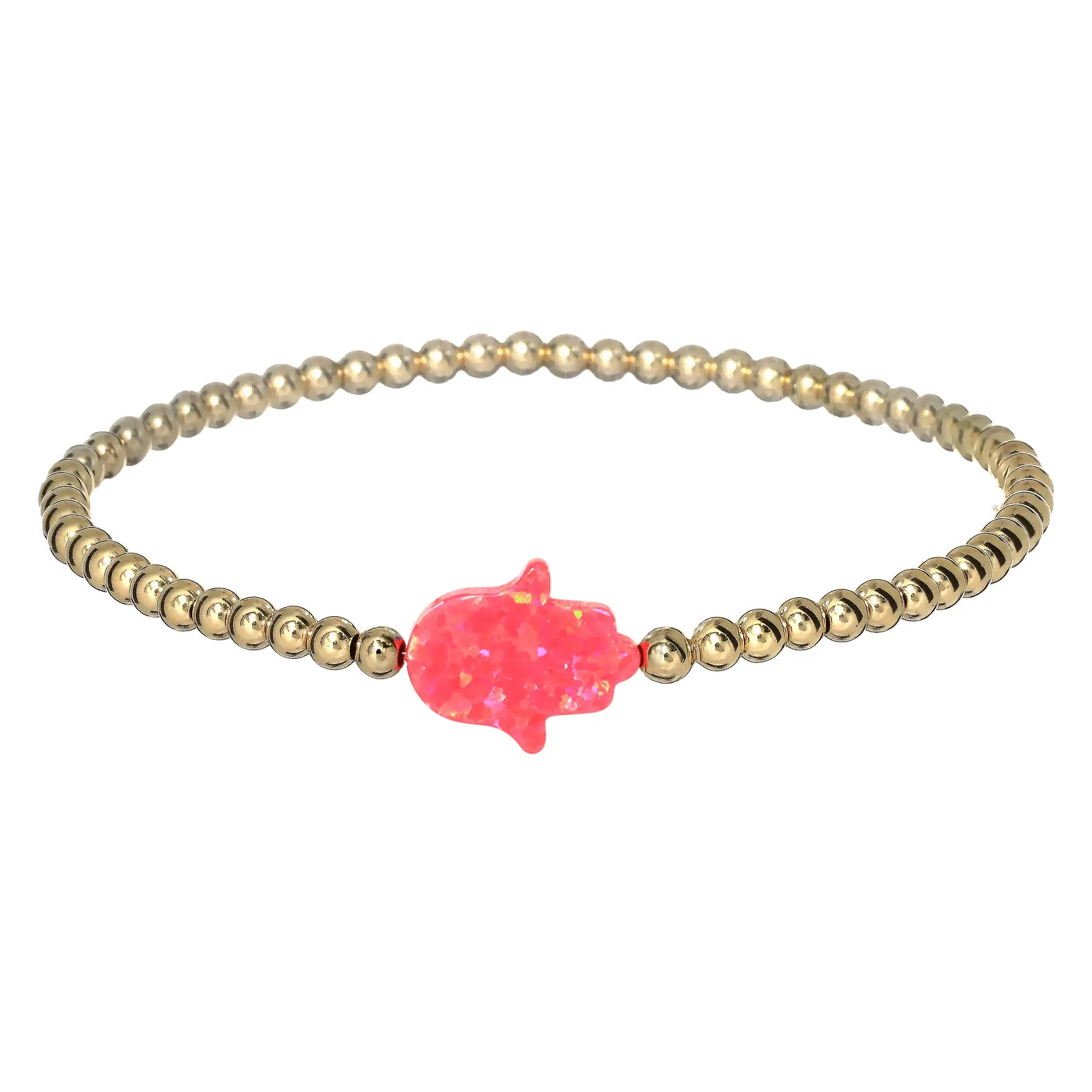 HAND | Opal Charm and 14K Gold Filled Beads Bracelet - Large
