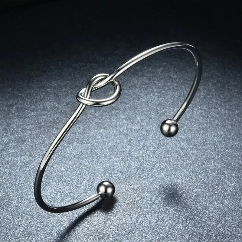 Handmade Solid Color Knot Stainless Steel 18K Gold Plated Cuff Bracelets