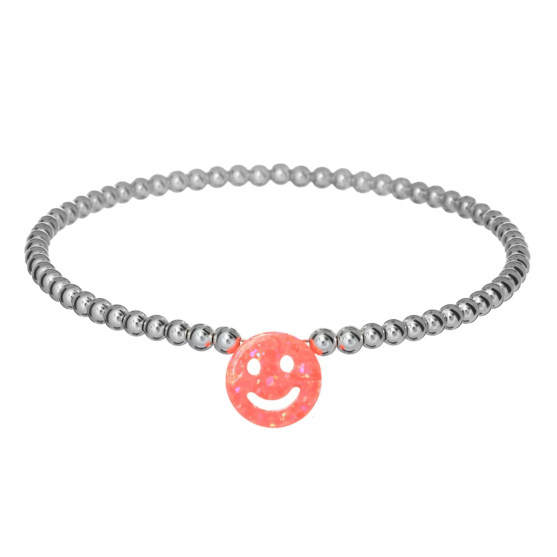 HAPPY FACE | Opal Charm and 14K Gold Filled Beads Bracelet