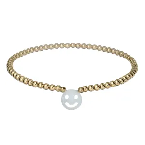 HAPPY FACE | Opal Charm and 14K Gold Filled Beads Bracelet