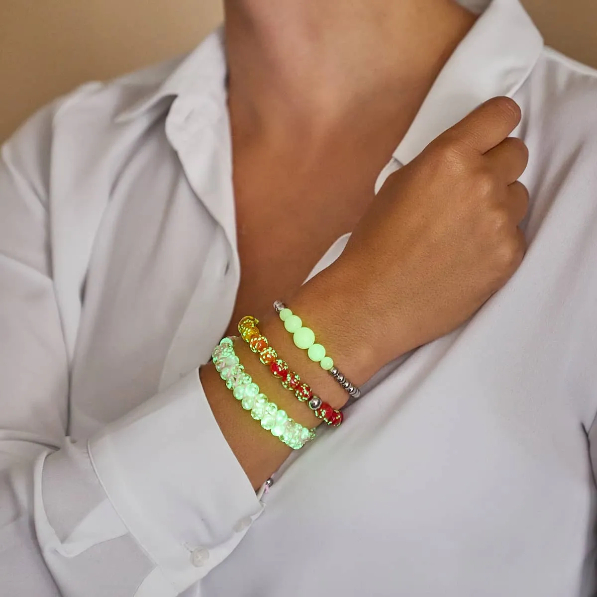Harvest Ombre | .925 Sterling Silver | Firefly Glass Bracelet