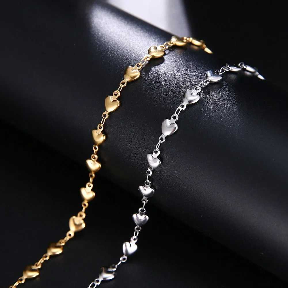 Heart Gold Chain Pendant Bracelet For Women Wedding Jewelry