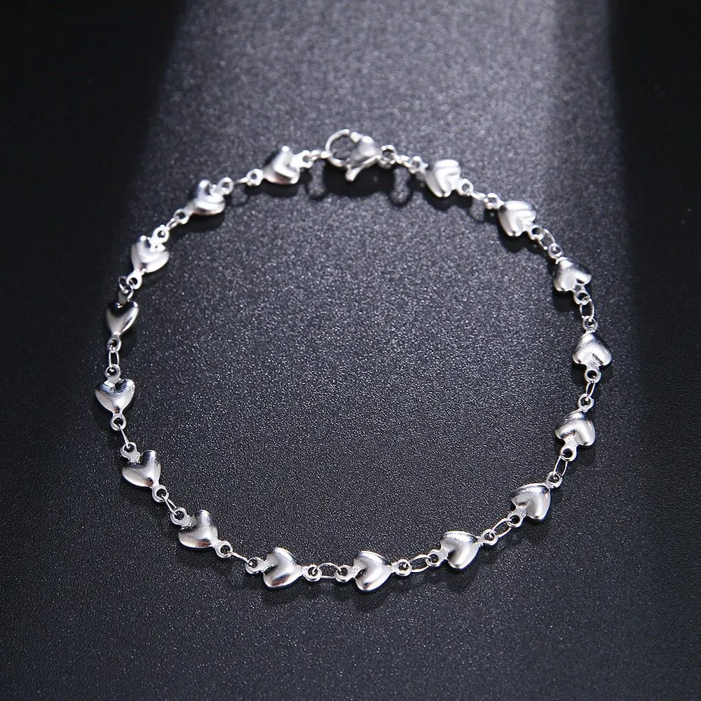 Heart Gold Chain Pendant Bracelet For Women Wedding Jewelry