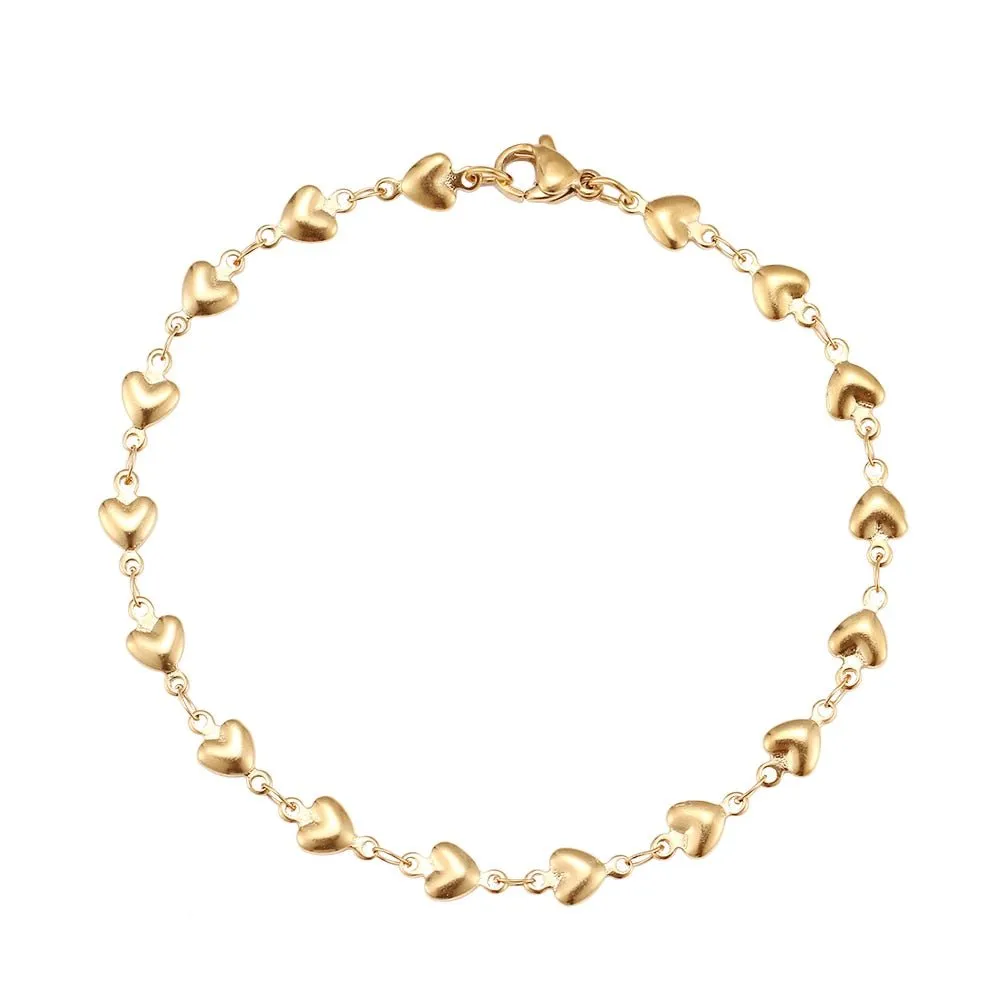 Heart Gold Chain Pendant Bracelet For Women Wedding Jewelry