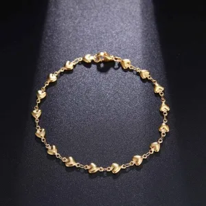 Heart Gold Chain Pendant Bracelet For Women Wedding Jewelry