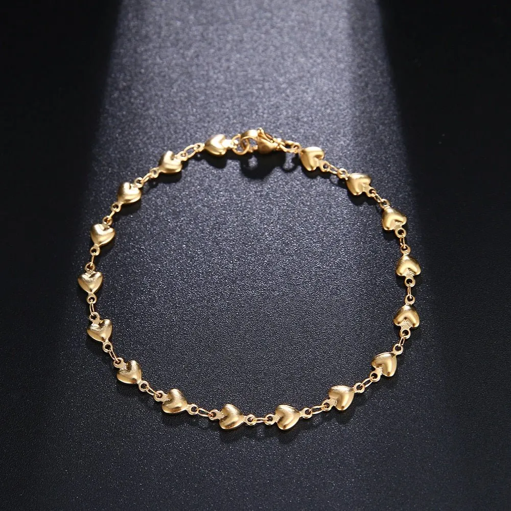 Heart Gold Chain Pendant Bracelet For Women Wedding Jewelry