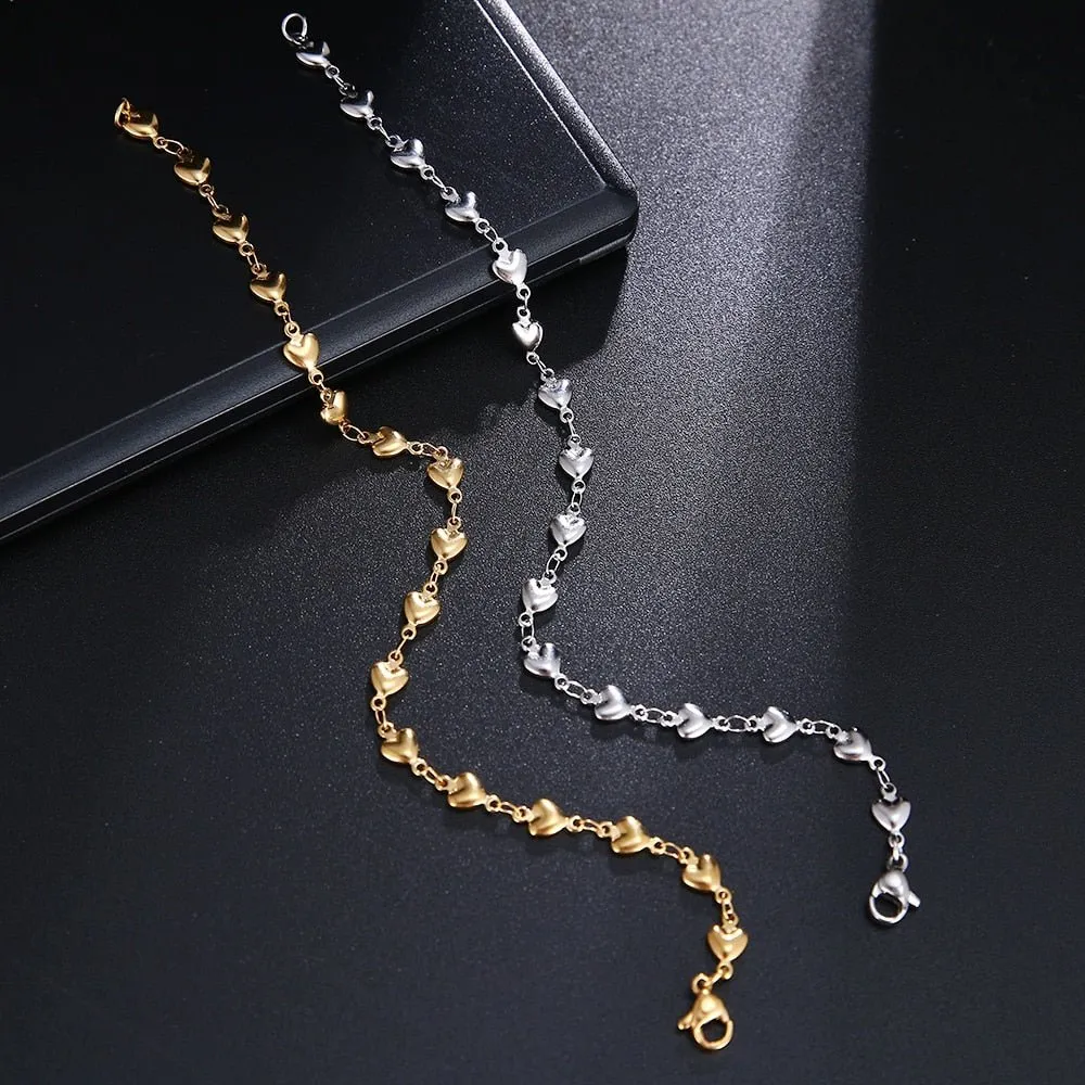 Heart Gold Chain Pendant Bracelet For Women Wedding Jewelry