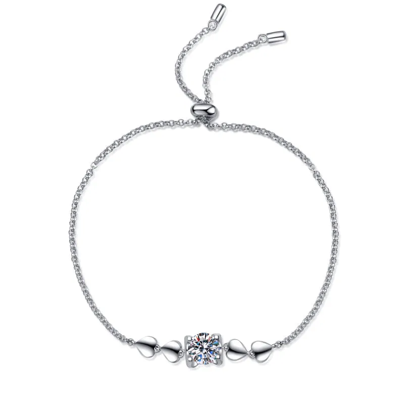 Heart Love Round Cut Moissanite Diamond Bracelet