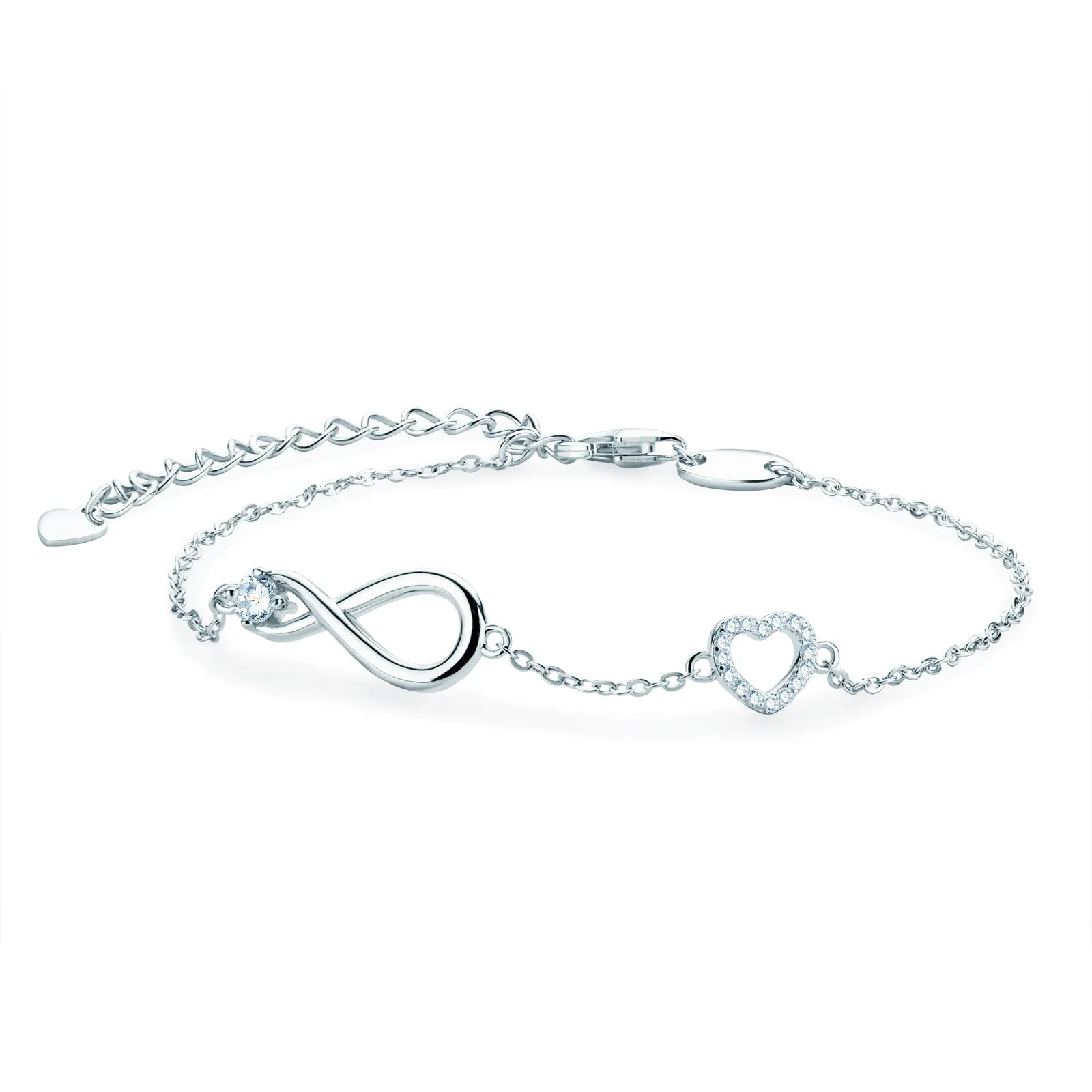 Heart Round Cut Moissanite Infinity Bracelet