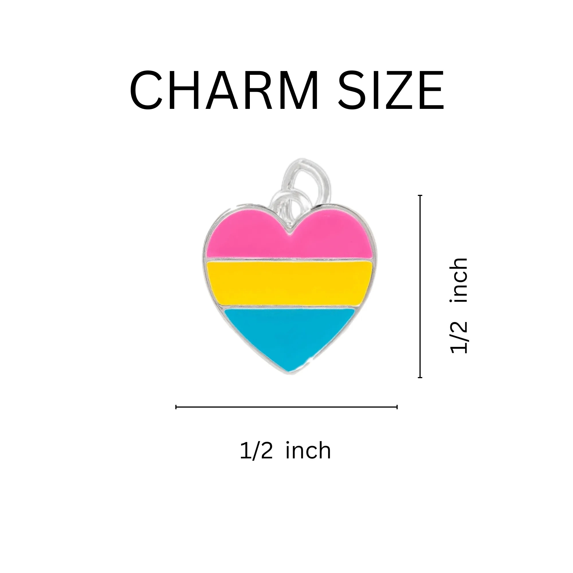 Heart-Shaped Pansexual Flag Charm Partial Beaded Bracelets (12 Bracelets)
