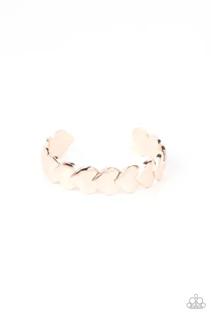 Hearts Galore - Rose Gold - Overlapping Heart Paparazzi Cuff Bracelet