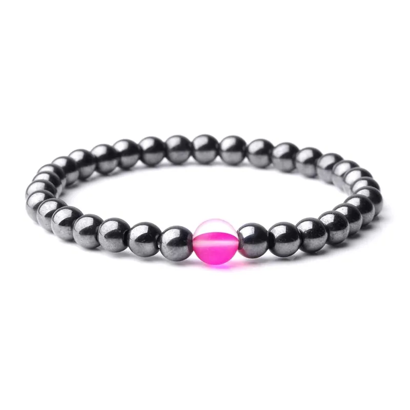 Hematite Bracelets Matte Rainbow Flash Moonstone