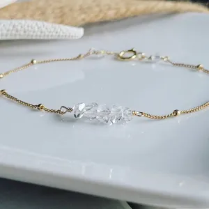 Herkimer Diamond or Raw Opal Chip Dainty Stacking Bracelet - Sterling Silver or Gold
