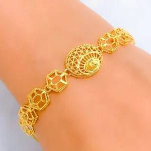 High Gloss Hexagonal 21k Gold Bracelet