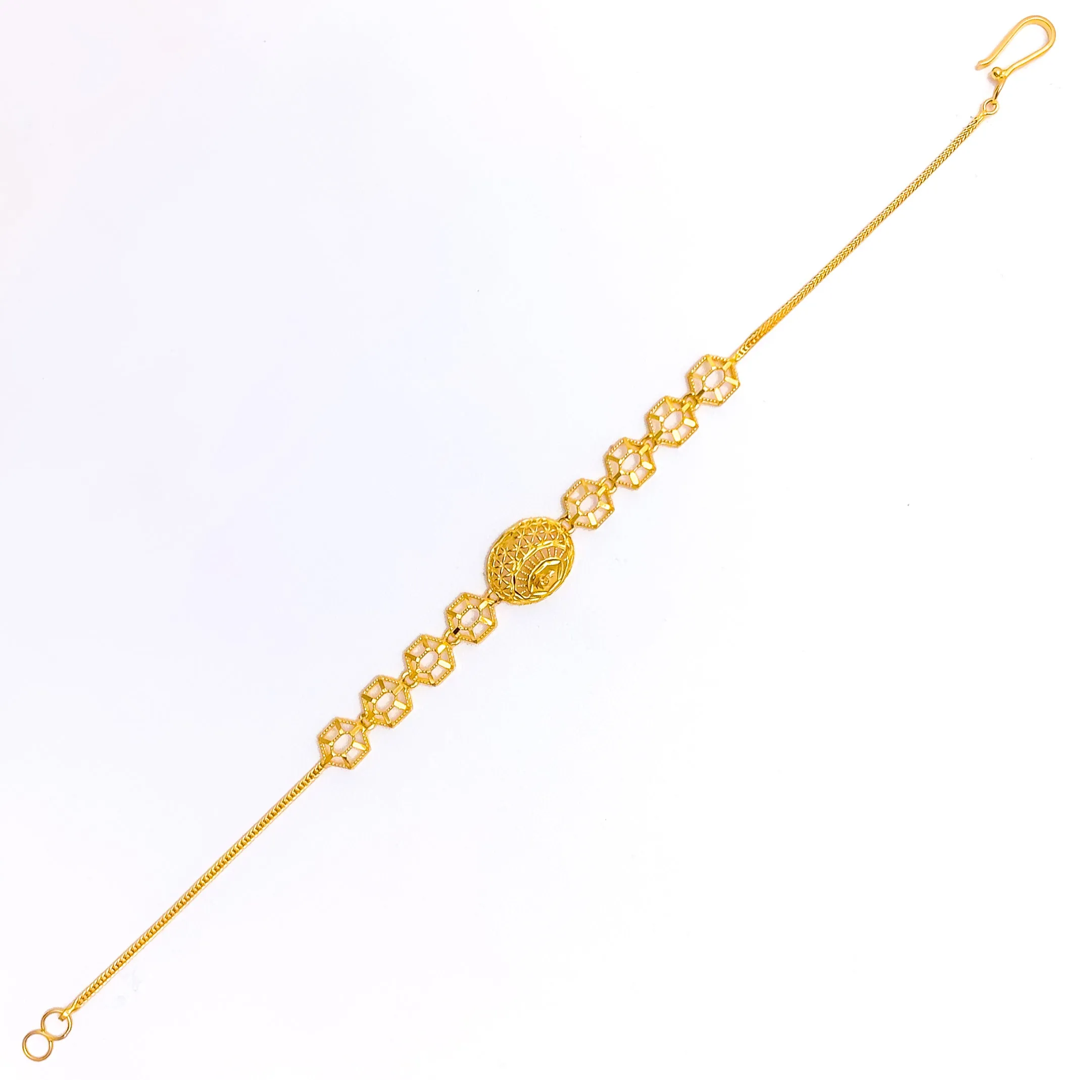 High Gloss Hexagonal 21k Gold Bracelet