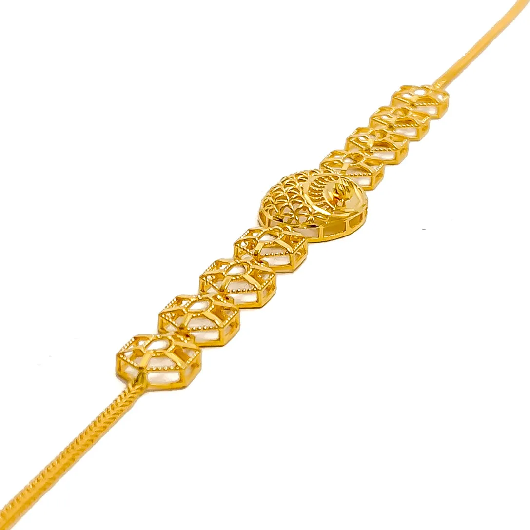 High Gloss Hexagonal 21k Gold Bracelet