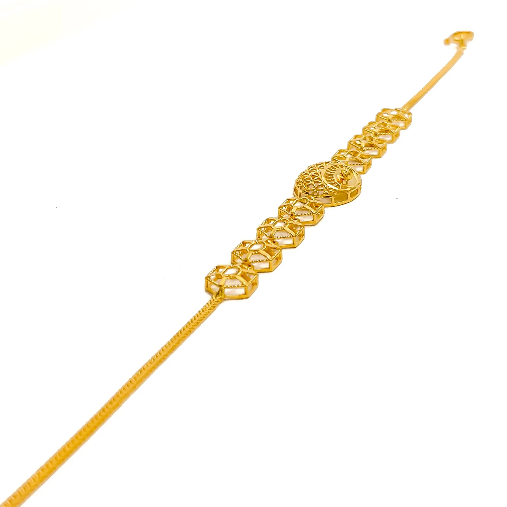 High Gloss Hexagonal 21k Gold Bracelet