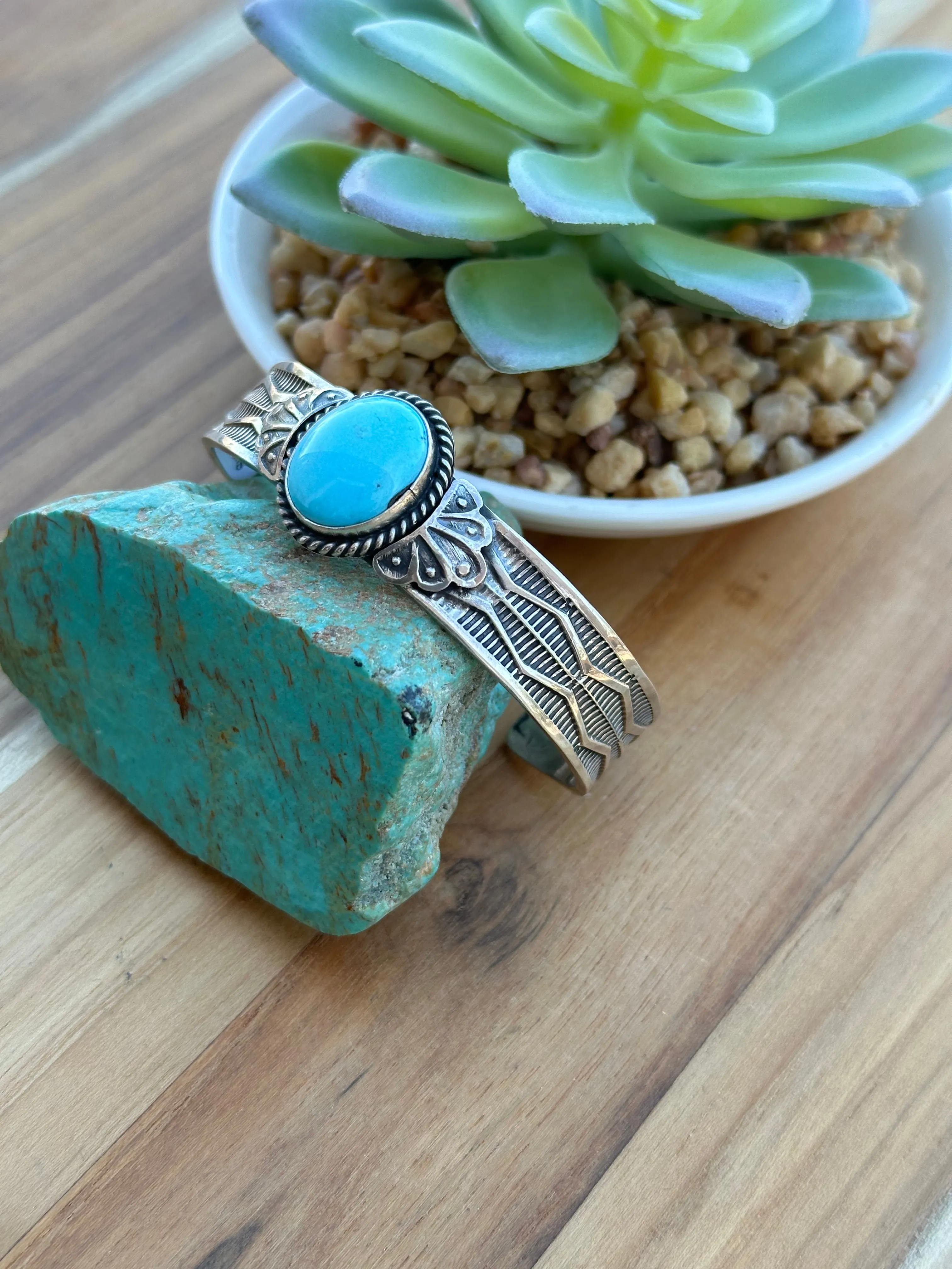 High Grade Kingman Single Stone Cuff