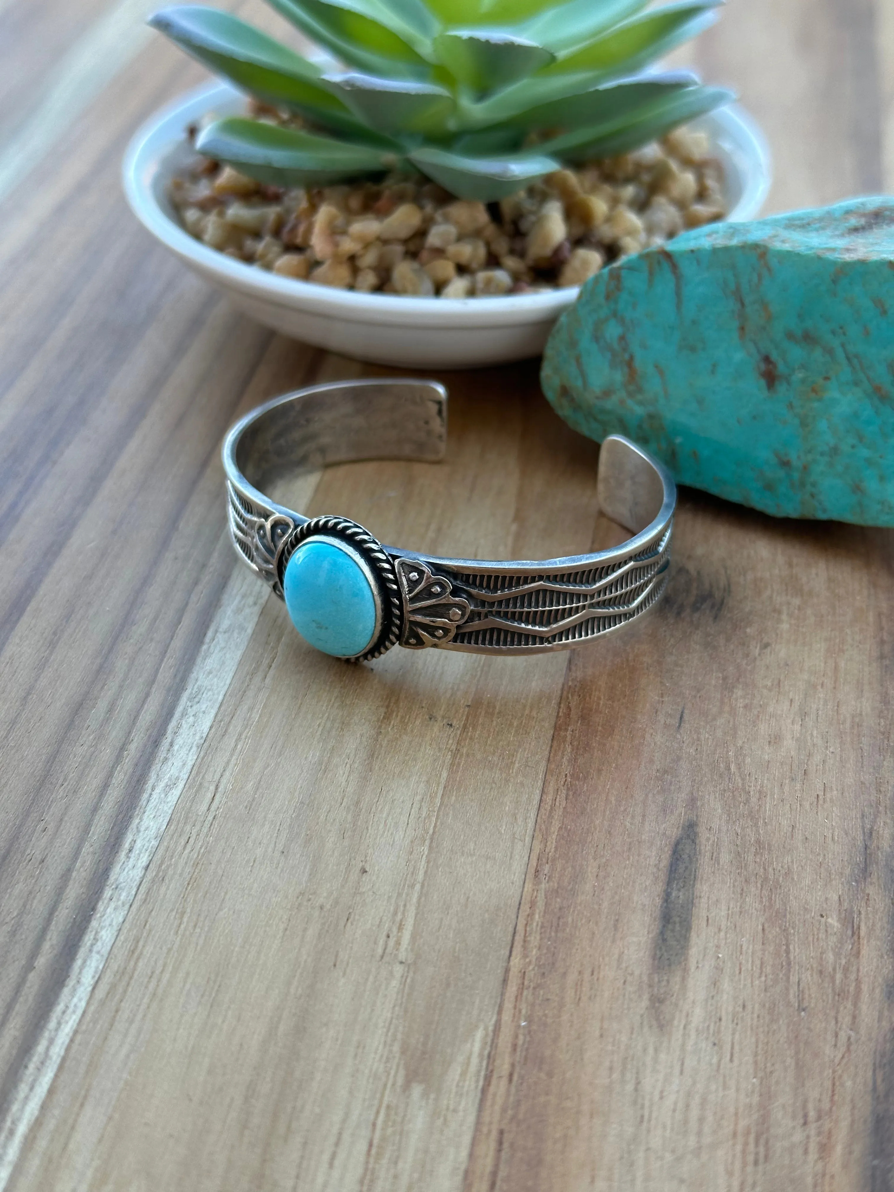 High Grade Kingman Single Stone Cuff