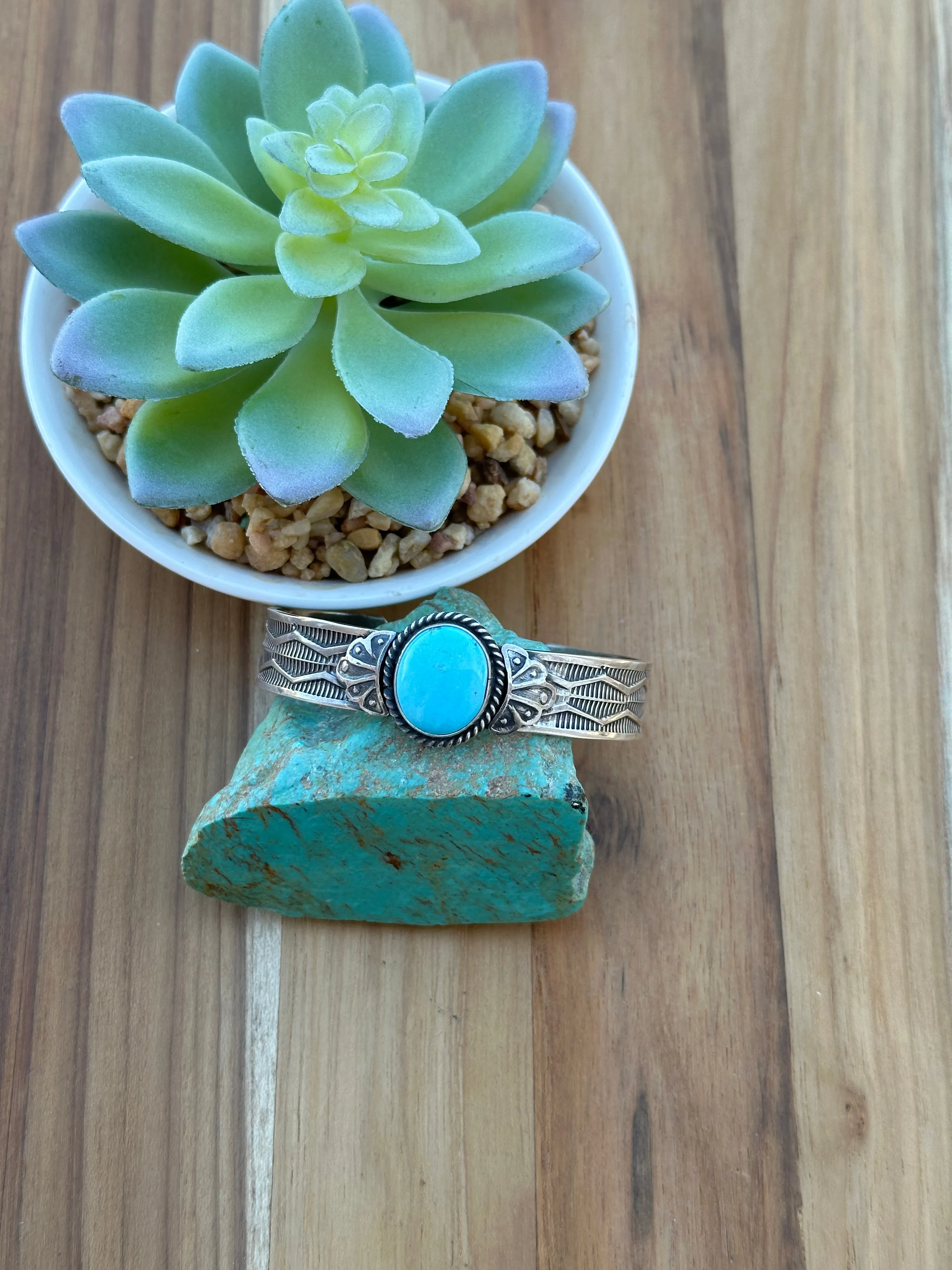 High Grade Kingman Single Stone Cuff
