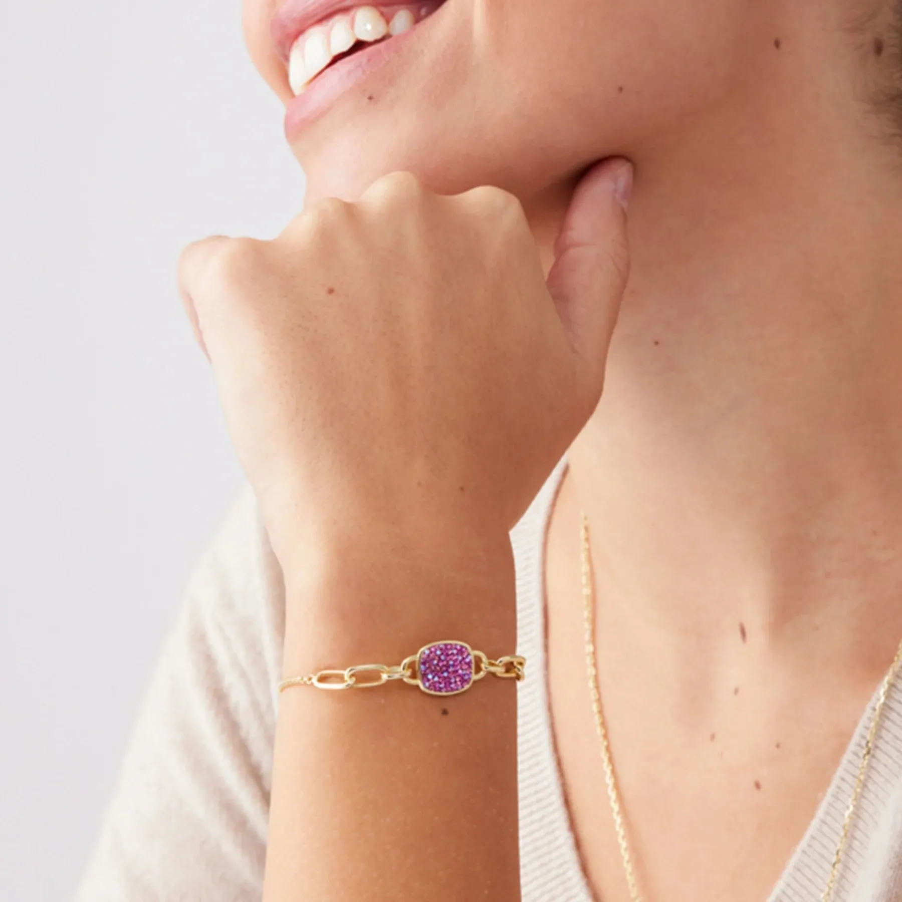 Hillberg & Berk Sterling Silver Gold Plated Merry and Bright Elongated Cushion Slider Bracelet