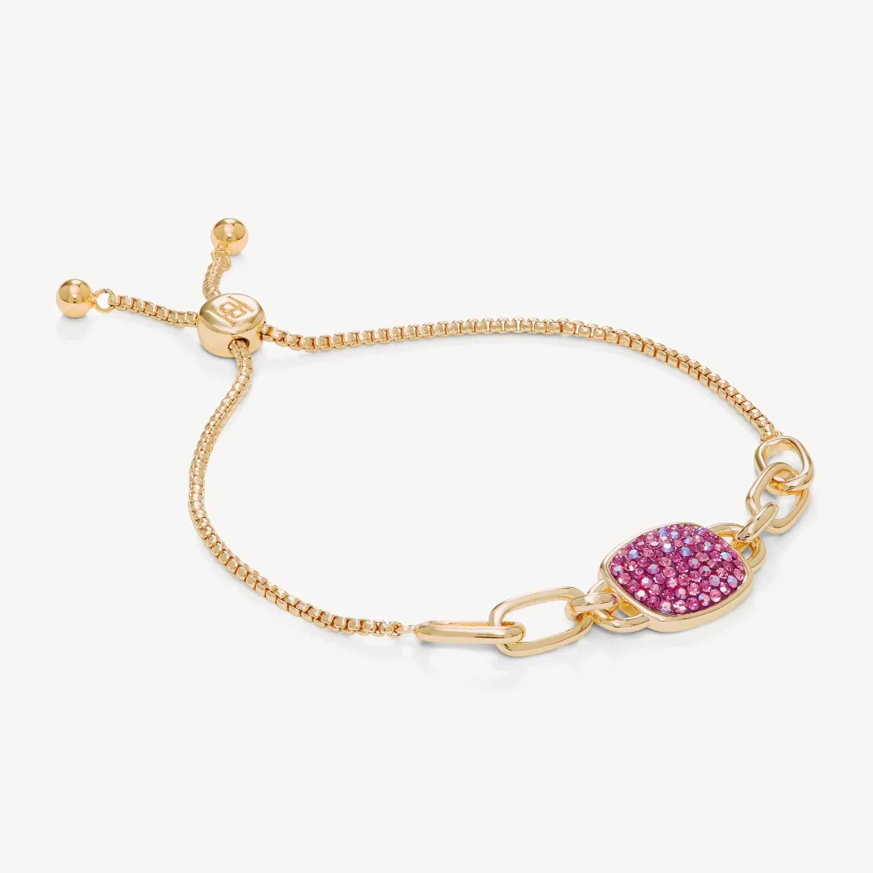 Hillberg & Berk Sterling Silver Gold Plated Merry and Bright Elongated Cushion Slider Bracelet