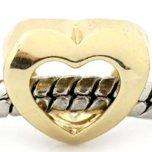 Hollow Heart Bead Spacer for Snake Chain Charm Bracelet
