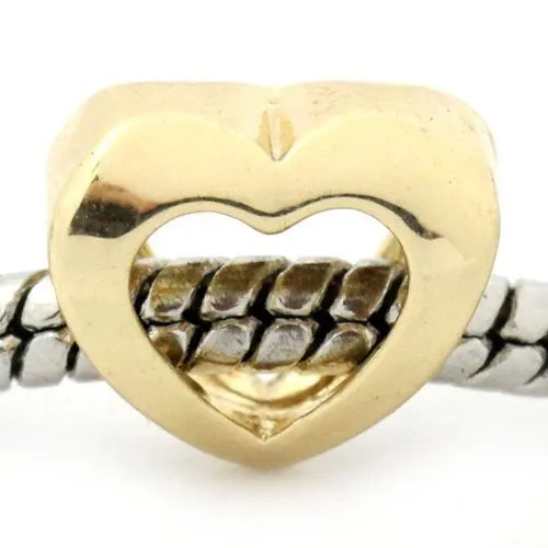 Hollow Heart Bead Spacer for Snake Chain Charm Bracelet