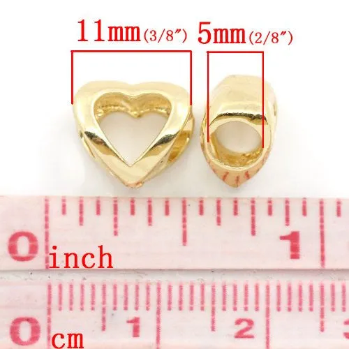 Hollow Heart Bead Spacer for Snake Chain Charm Bracelet