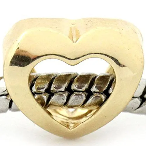 Hollow Heart Bead Spacer for Snake Chain Charm Bracelet