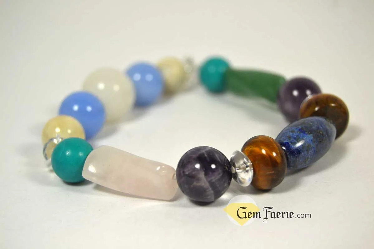 HOPE BRACELET - Moonstone, Rose Quartz, Green Aventurine, Amethyst, Clear Quartz, White Jade, Lapis Lazuli, Tiger Eye, Turquoise & Blue Chalcedony
