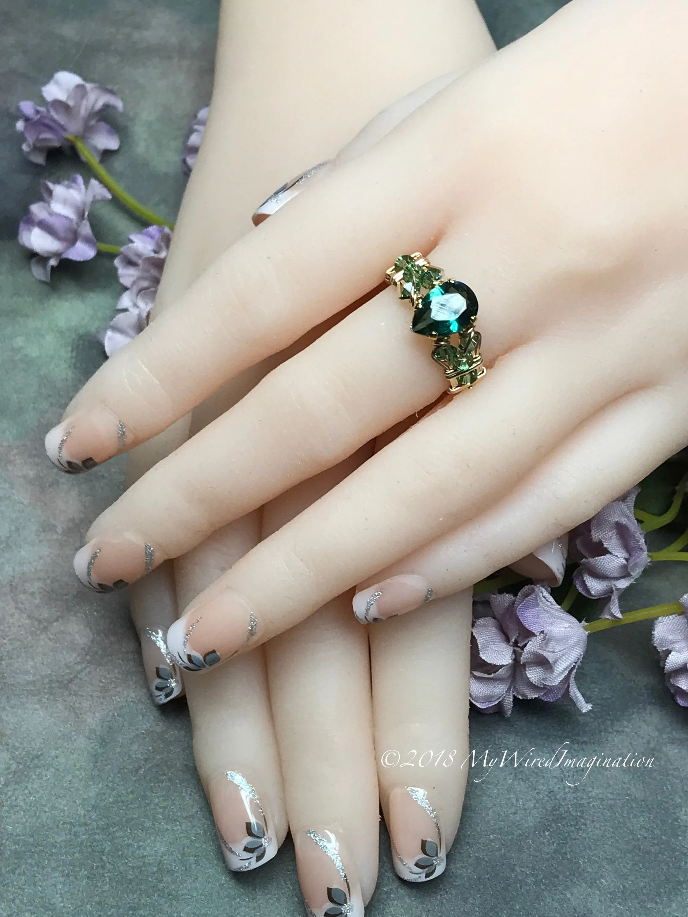 Hydrothermal Green Quartz, Emerald Green Hand Crafted Wire Wrapped Ring