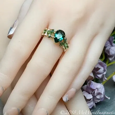 Hydrothermal Green Quartz, Emerald Green Hand Crafted Wire Wrapped Ring
