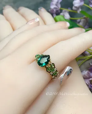 Hydrothermal Green Quartz, Emerald Green Hand Crafted Wire Wrapped Ring