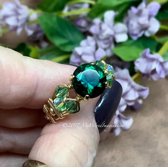Hydrothermal Green Quartz Handmade Ring, Made to Order