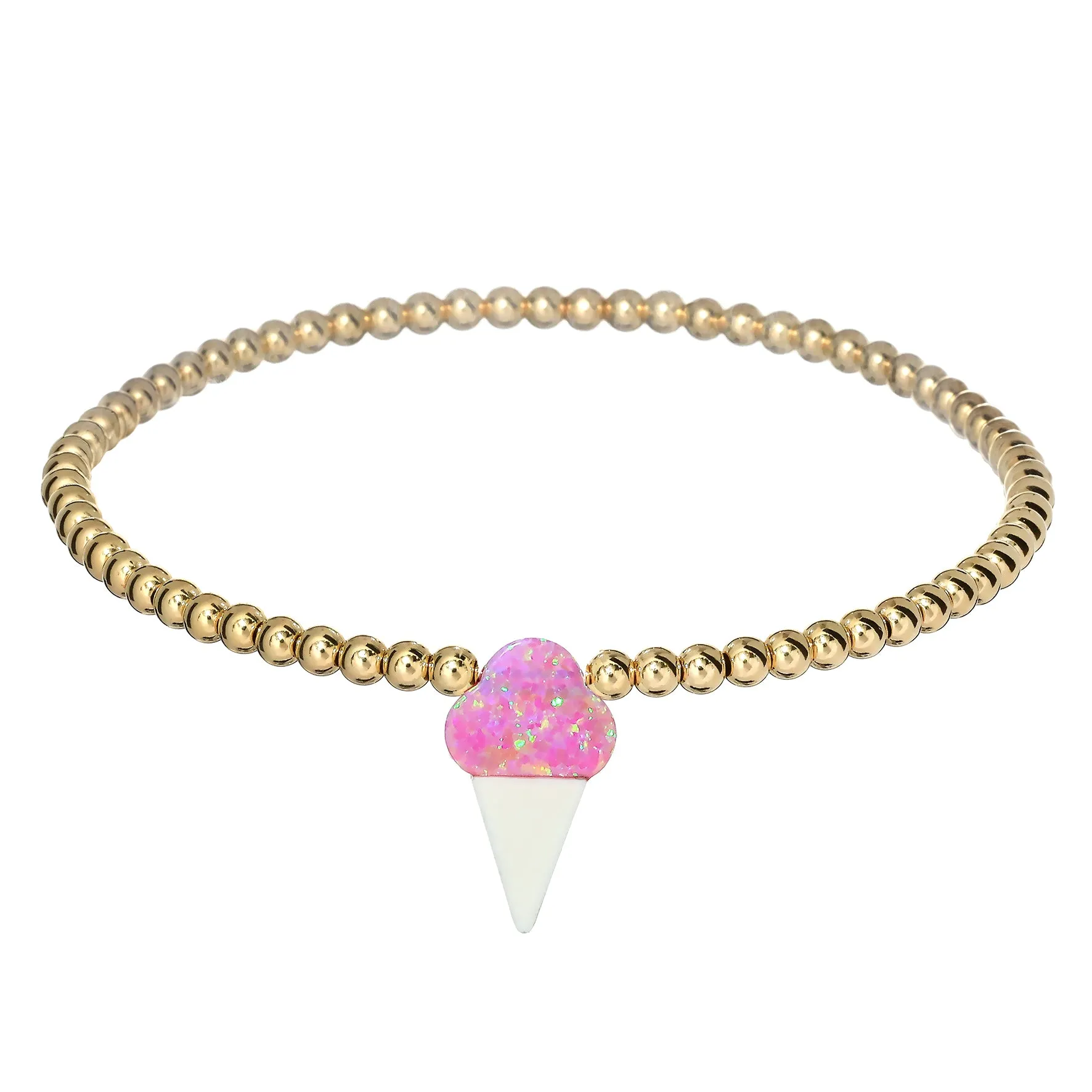 ICE CREAM | Opal Charm and 14K Gold Filled Beads Bracelet
