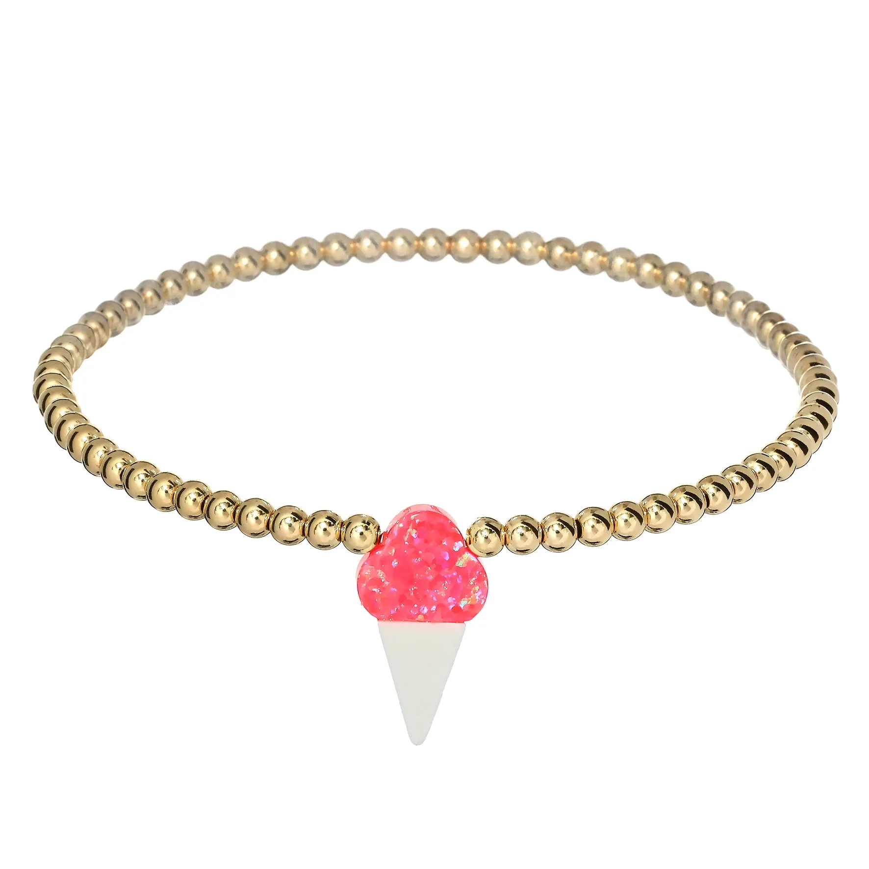 ICE CREAM | Opal Charm and 14K Gold Filled Beads Bracelet