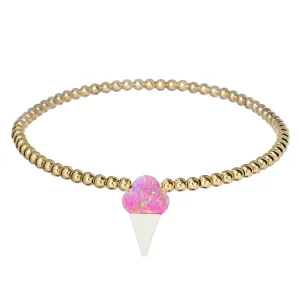 ICE CREAM | Opal Charm and 14K Gold Filled Beads Bracelet