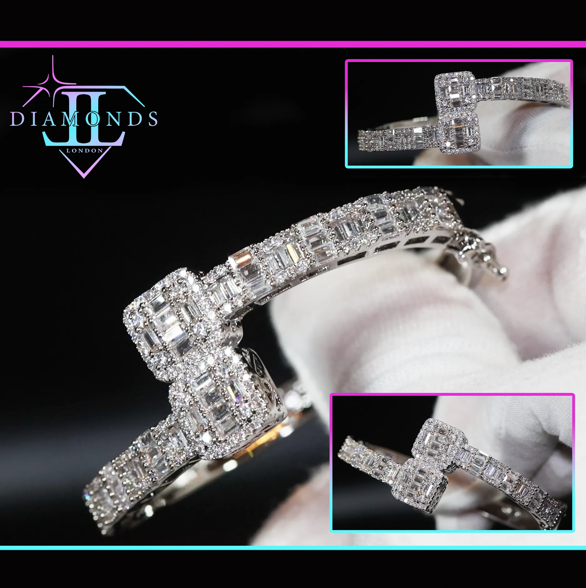 Iced Out Bracelet | Womens Bracelet | Mens Bracelet | Diamond Bracelet | Baguette Bracelet