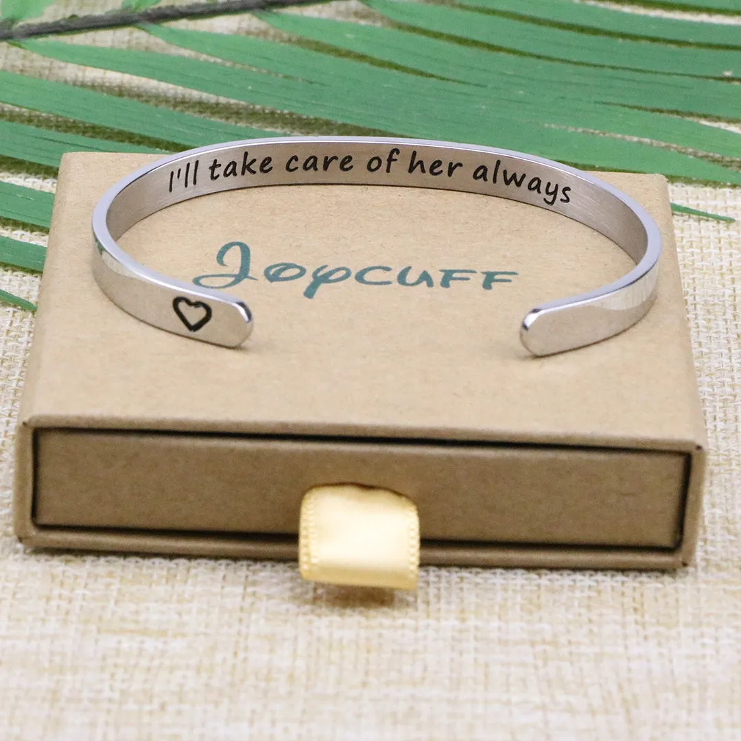 I'll Take Care of Her Always Wedding Party Bracelets