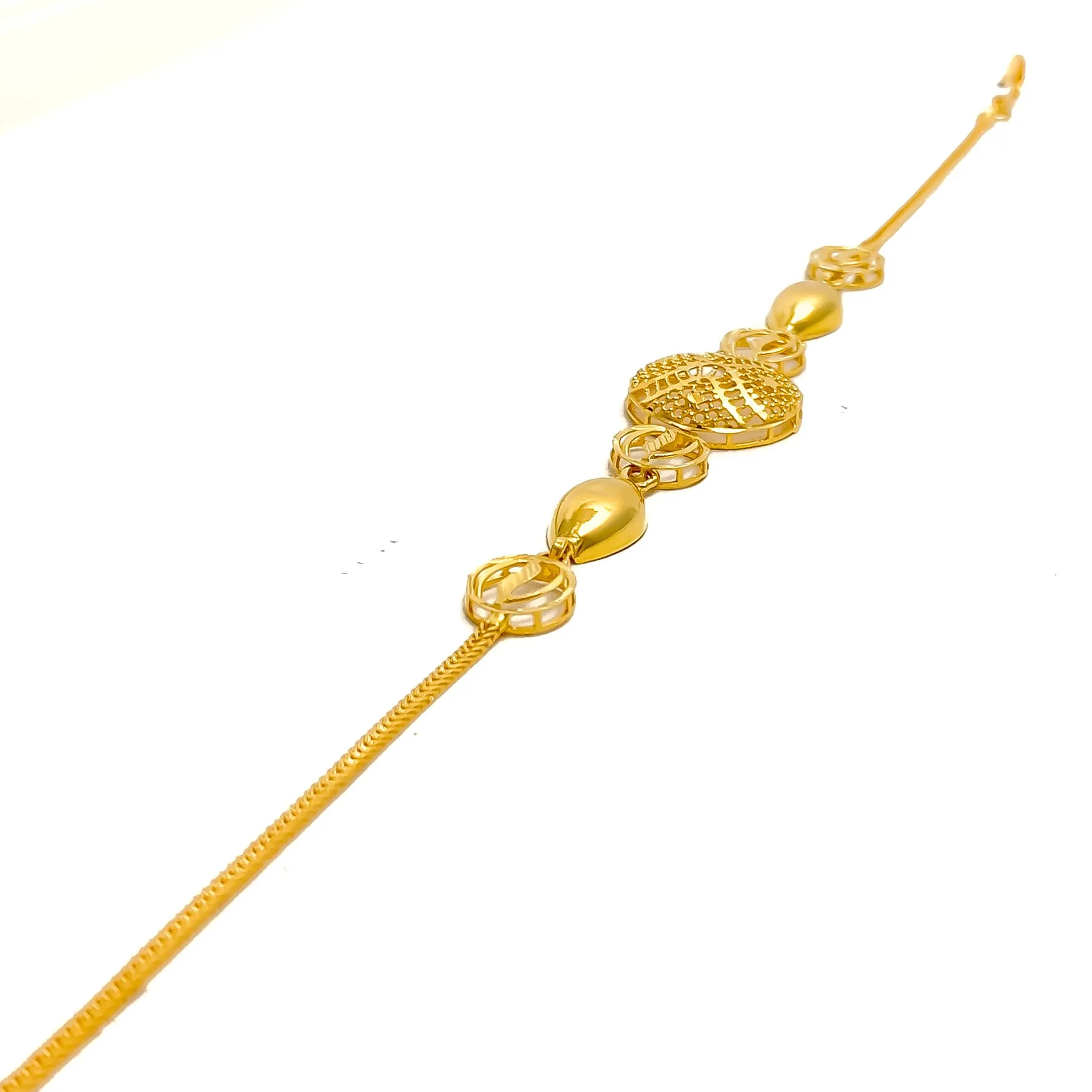 Impeccable Netted 21k Gold Striped Bracelet