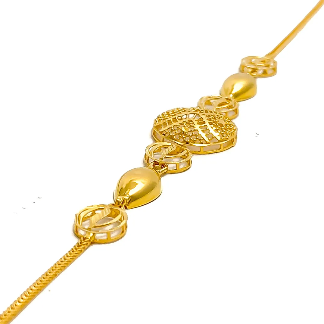 Impeccable Netted 21k Gold Striped Bracelet